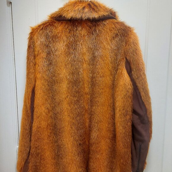 Stunning Rare H&M Studio Coll. Limited Etd Burnt Orange Faux Fur Coat EUC Sz 12 - Picture 4 of 8